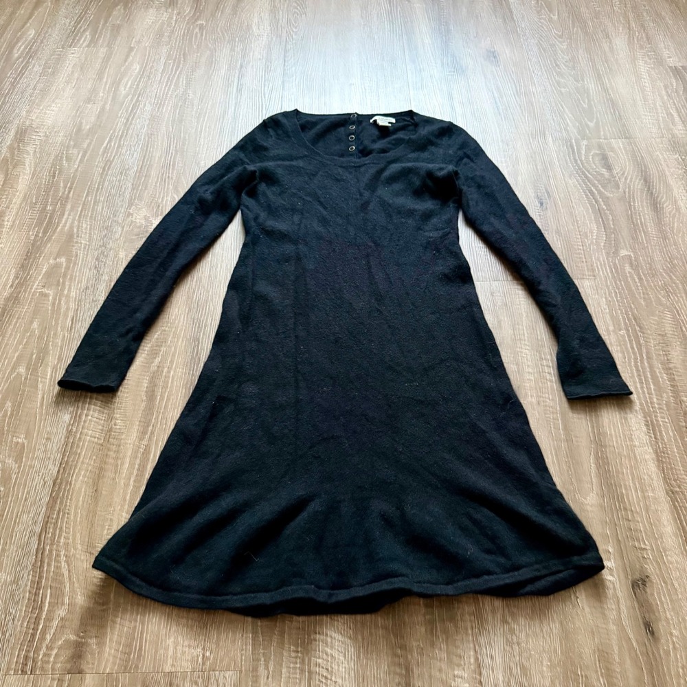 White + Warren 100% Cashmere Dress Long Sleeve Knit Soft Quiet Luxury Minimalist